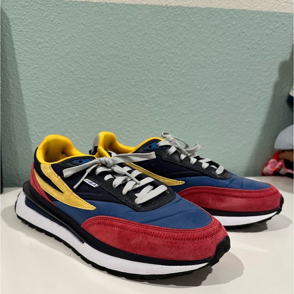 FILA Renno Red Suede Blue Yellow Retro Sneakers